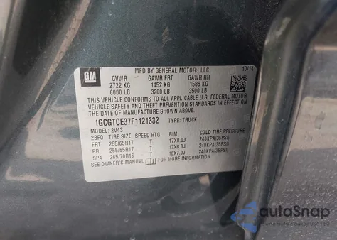 2015 Chevrolet Colorado Z71 z USA, uszkodzony, nr VIN 1GCGTCE37F1121332